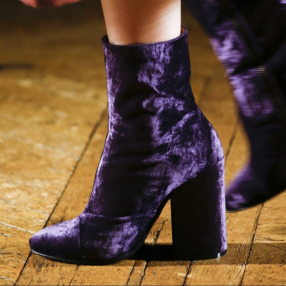 Dries Van Noten Purple Velvet Boots
